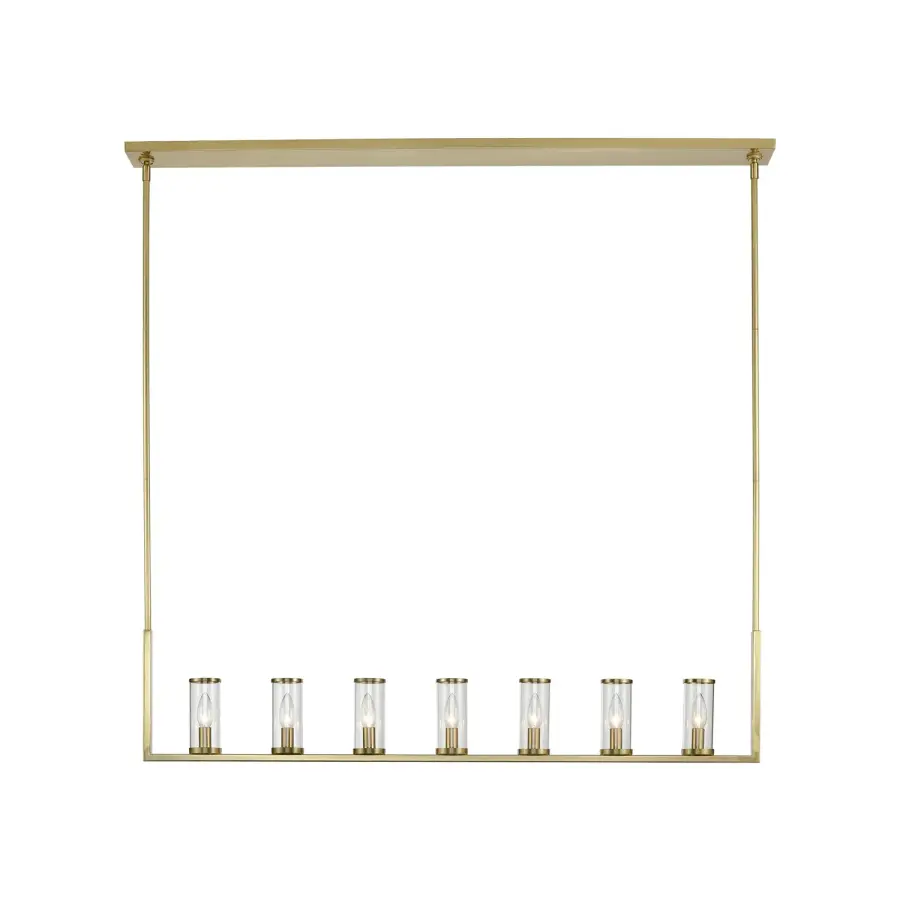 Revolve 47-Inch Linear Pendant in Natural Brass with Clear Glass - Image 1