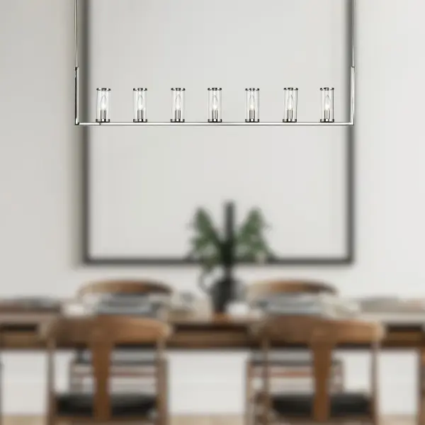 Revolve 47-Inch Linear Pendant in Natural Brass with Clear Glass - Image 3