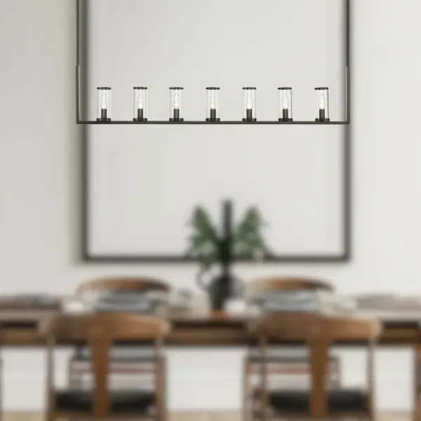 Revolve 47-Inch Linear Pendant in Natural Brass with Clear Glass - Image 4