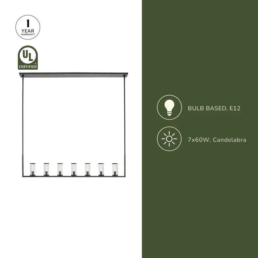 Revolve 47-Inch Linear Pendant in Natural Brass with Clear Glass - Image 7