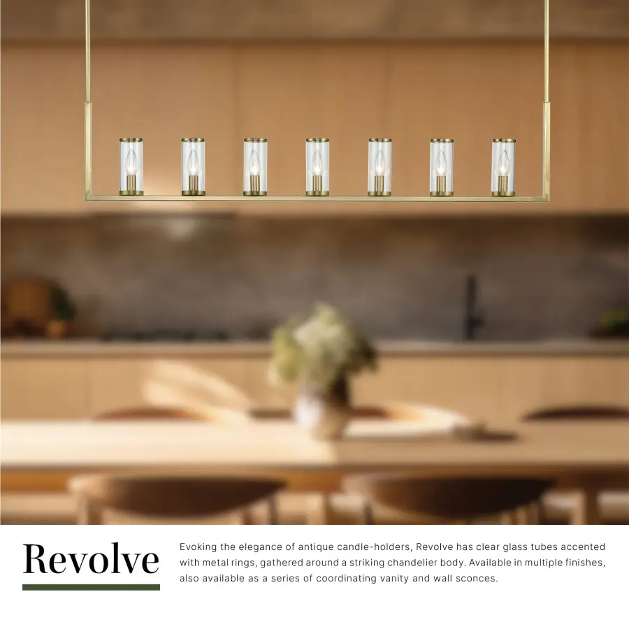 Revolve 47-Inch Linear Pendant in Natural Brass with Clear Glass - Image 8