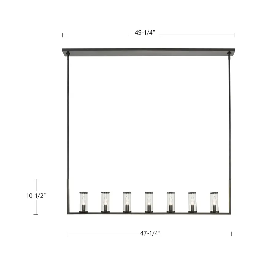 Revolve 47-Inch Linear Pendant in Natural Brass with Clear Glass - Image 9
