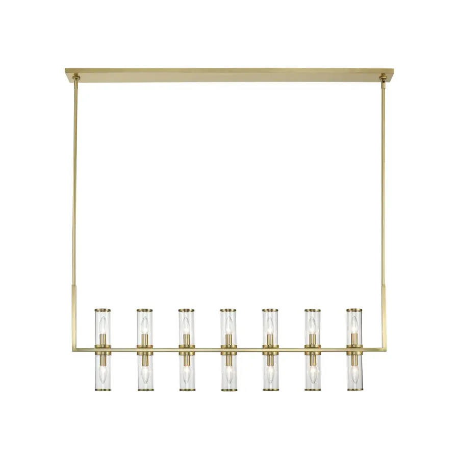 Revolve 47-Inch Linear Pendant in Natural Brass with Clear Glass - Image 1