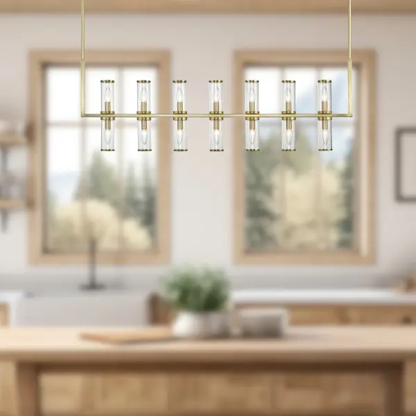 Revolve 47-Inch Linear Pendant in Natural Brass with Clear Glass - Image 3