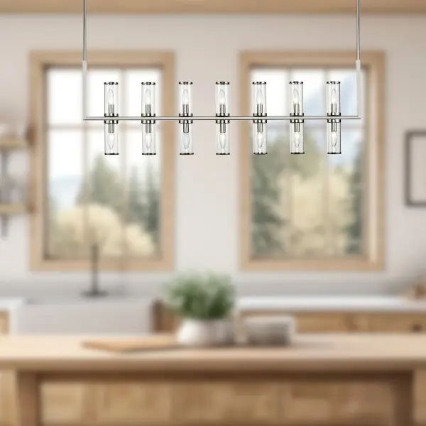 Revolve 47-Inch Linear Pendant in Natural Brass with Clear Glass - Image 4