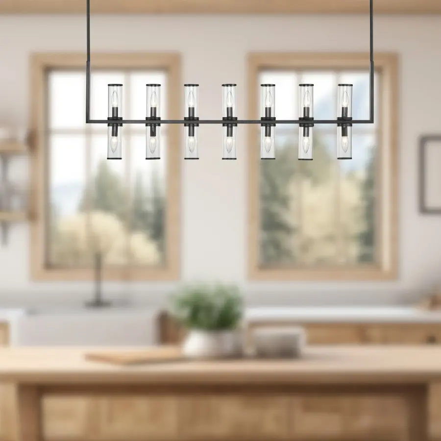 Revolve 47-Inch Linear Pendant in Natural Brass with Clear Glass - Image 5