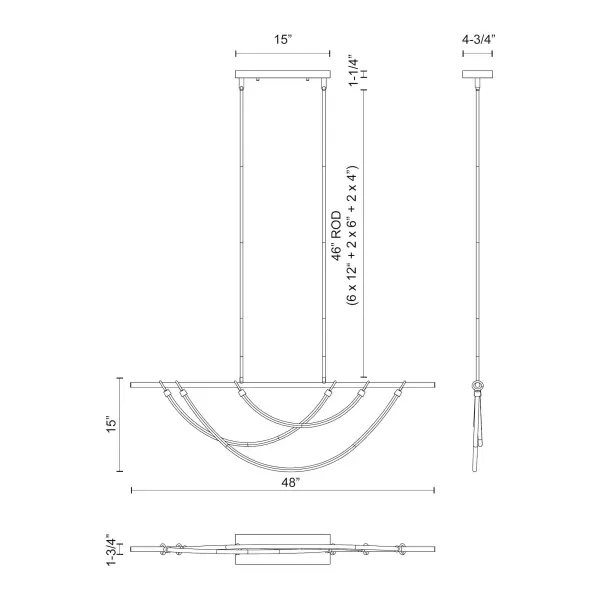 Aryas 48-Inch Linear Pendant in Urban Bronze - Image 17