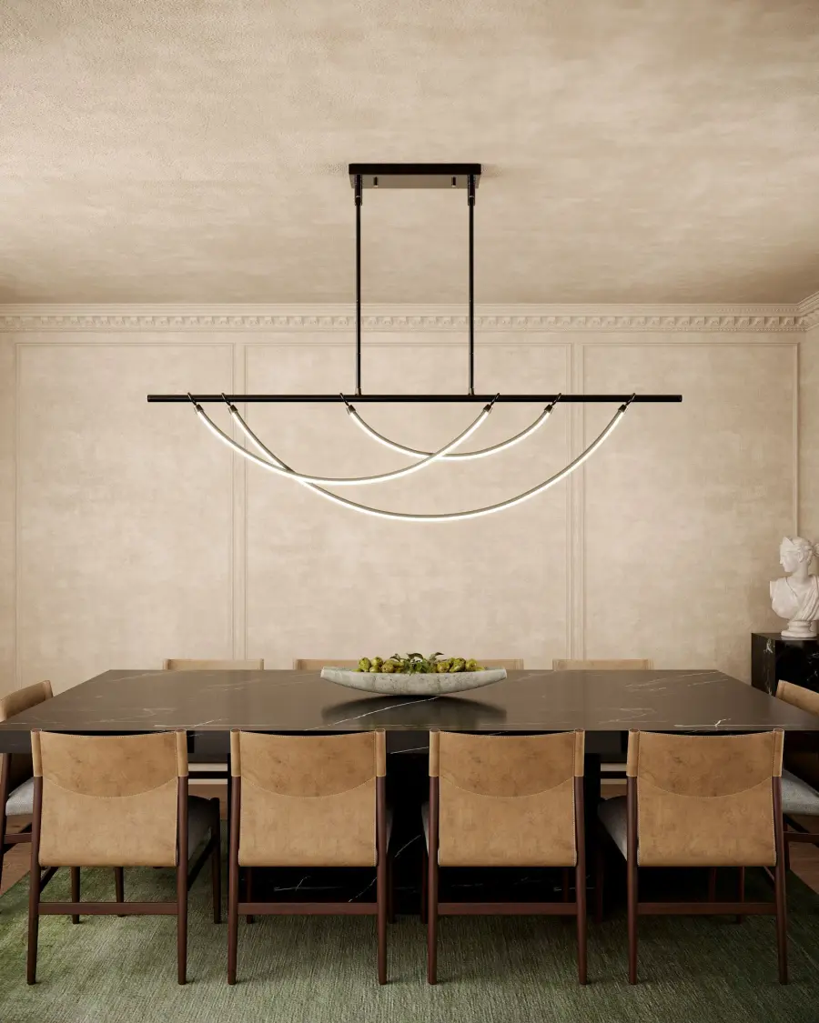 Aryas 60-Inch Linear Pendant in Vintage Brass - Image 2