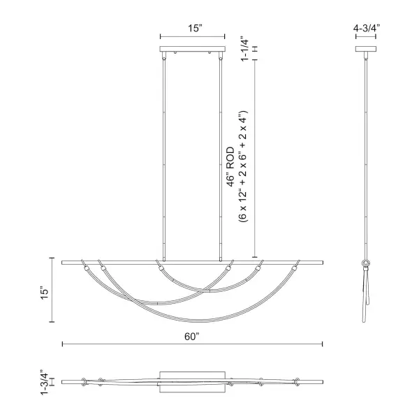 Aryas 60-Inch Linear Pendant in Vintage Brass - Image 15