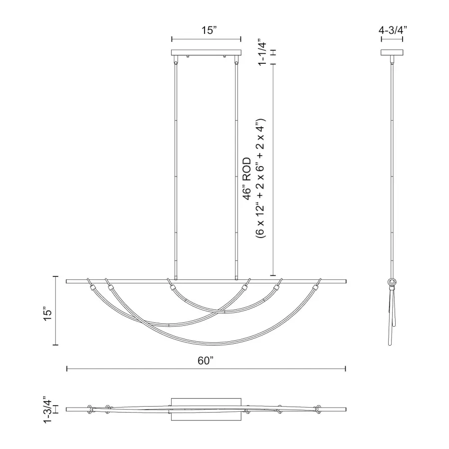 Aryas 60-Inch Linear Pendant in Vintage Brass - Image 15