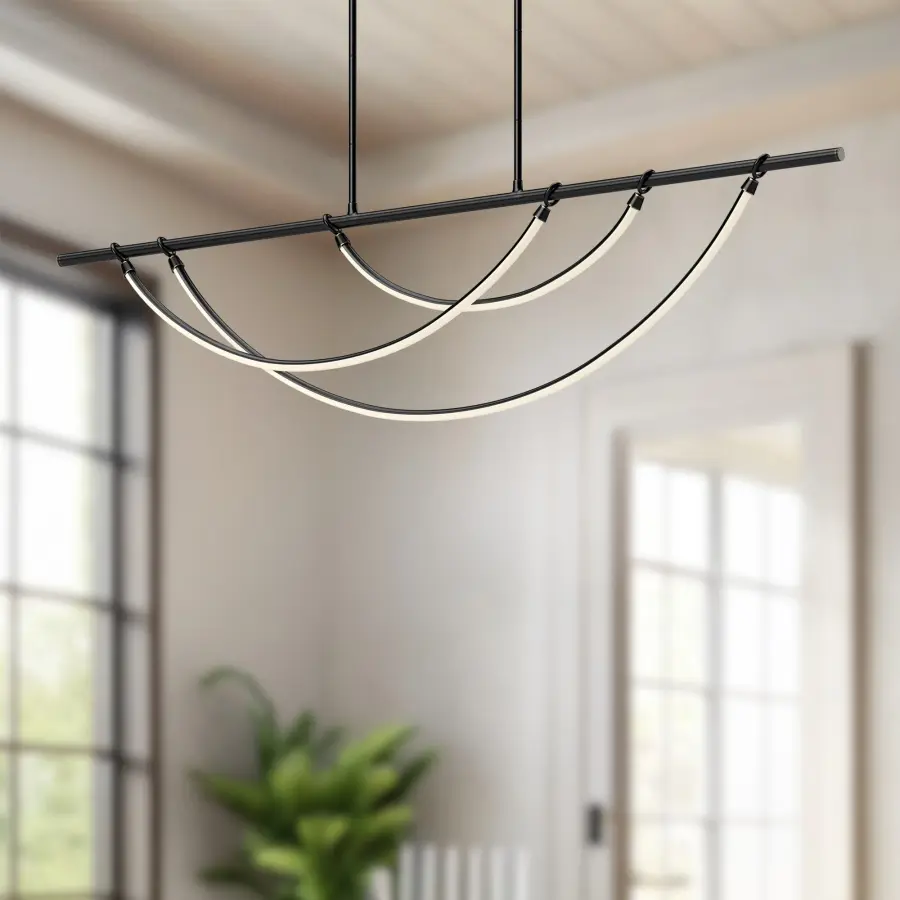 Aryas 60-Inch Linear Pendant in Vintage Brass - Image 6