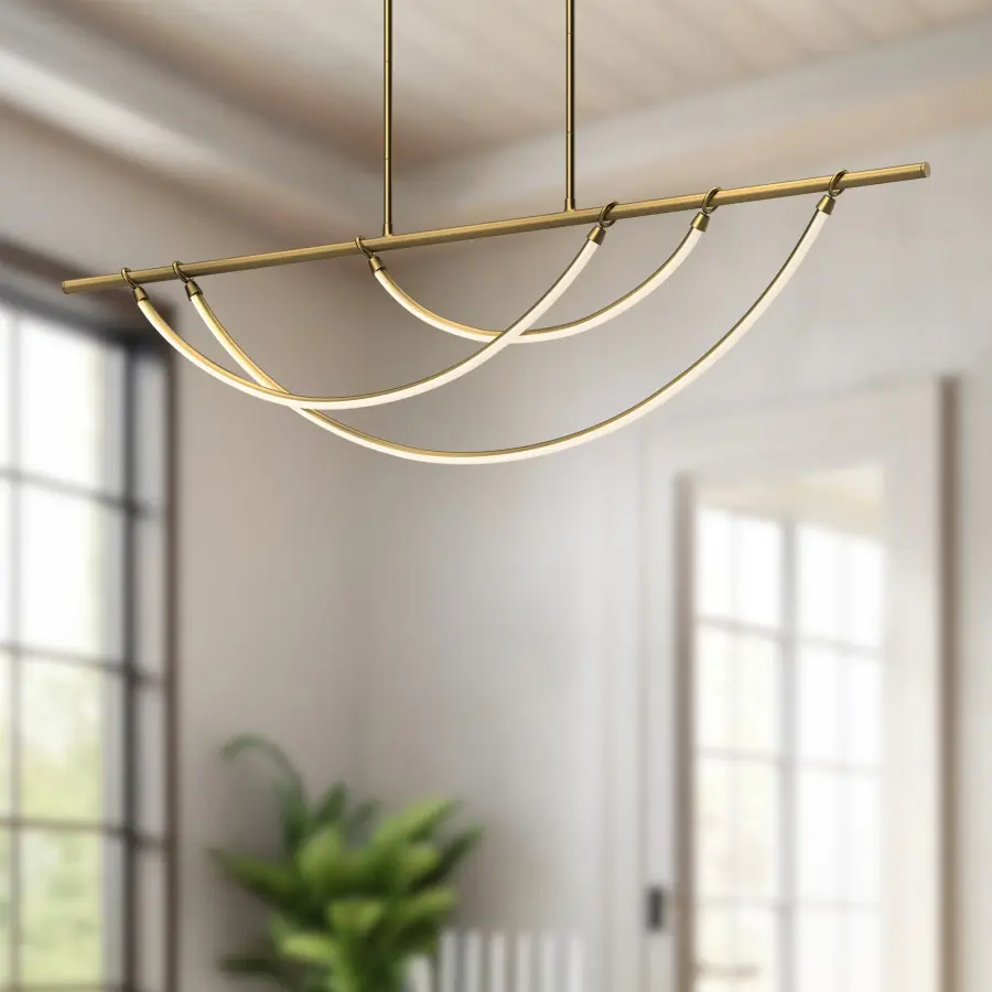Aryas 60-Inch Linear Pendant in Vintage Brass - Image 7