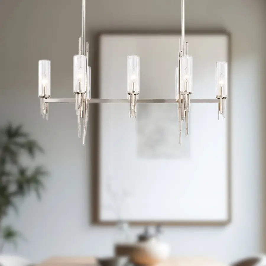 Torres 38-Inch Linear Pendant in Vintage Brass with Ribbed Crystal - Image 5