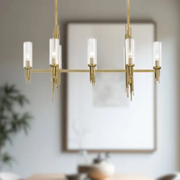 Torres 38-Inch Linear Pendant in Vintage Brass with Ribbed Crystal - Image 6