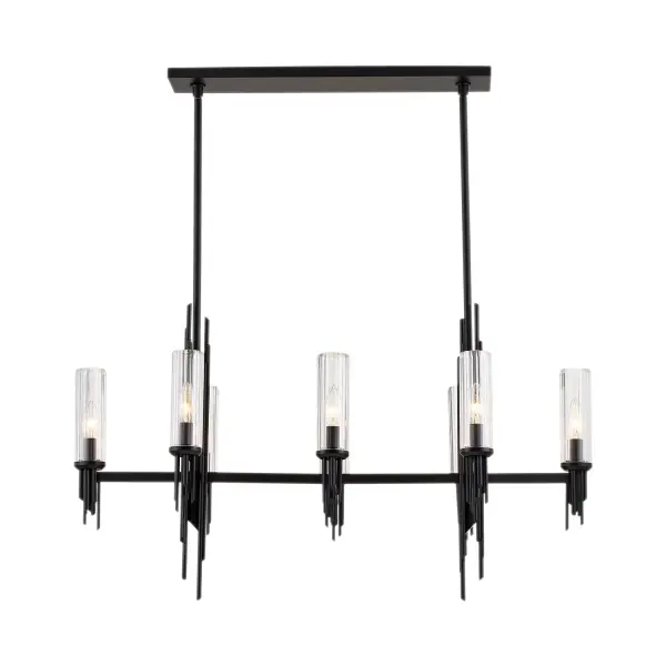 Torres 38-Inch Linear Pendant in Vintage Brass with Ribbed Crystal - Image 7