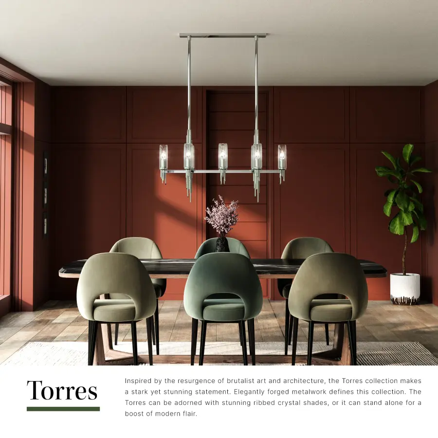 Torres 38-Inch Linear Pendant in Vintage Brass with Ribbed Crystal - Image 10