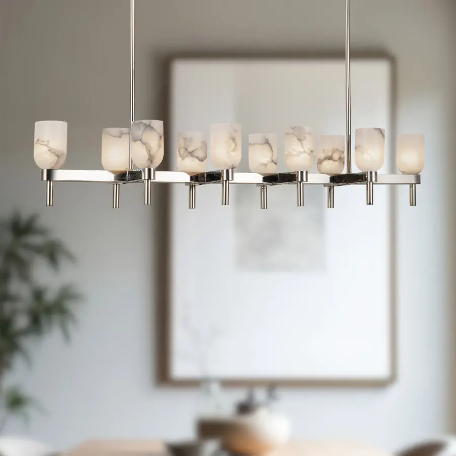 Lucian 52-Inch Linear Pendant in Polished Nickel with Alabaster - Image 4