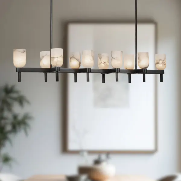 Lucian 52-Inch Linear Pendant in Polished Nickel with Alabaster - Image 6