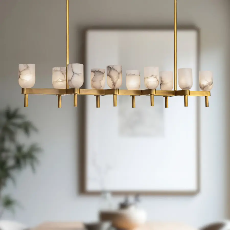 Lucian 52-Inch Linear Pendant in Polished Nickel with Alabaster - Image 8
