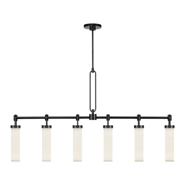 The Wynwood Linear Pendant blends industrial hardware with soft opal glass for a sophisticated vintage-modern aesthetic. At 52 inches, it's perfectly scaled for dining tables and kitchen islands, featuring meticulous metal loop details that add character and warmth to any space.