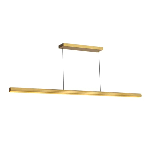 The Dottie Linear Pendant combines modern minimalism with architectural interest through its curved half-circle profile and ribbed metalwork. The 60-inch length makes it perfect for kitchen islands and dining tables, while integrated LED with selectable color temperatures (2700K-5000K) provides versatile, energy-efficient illumination.