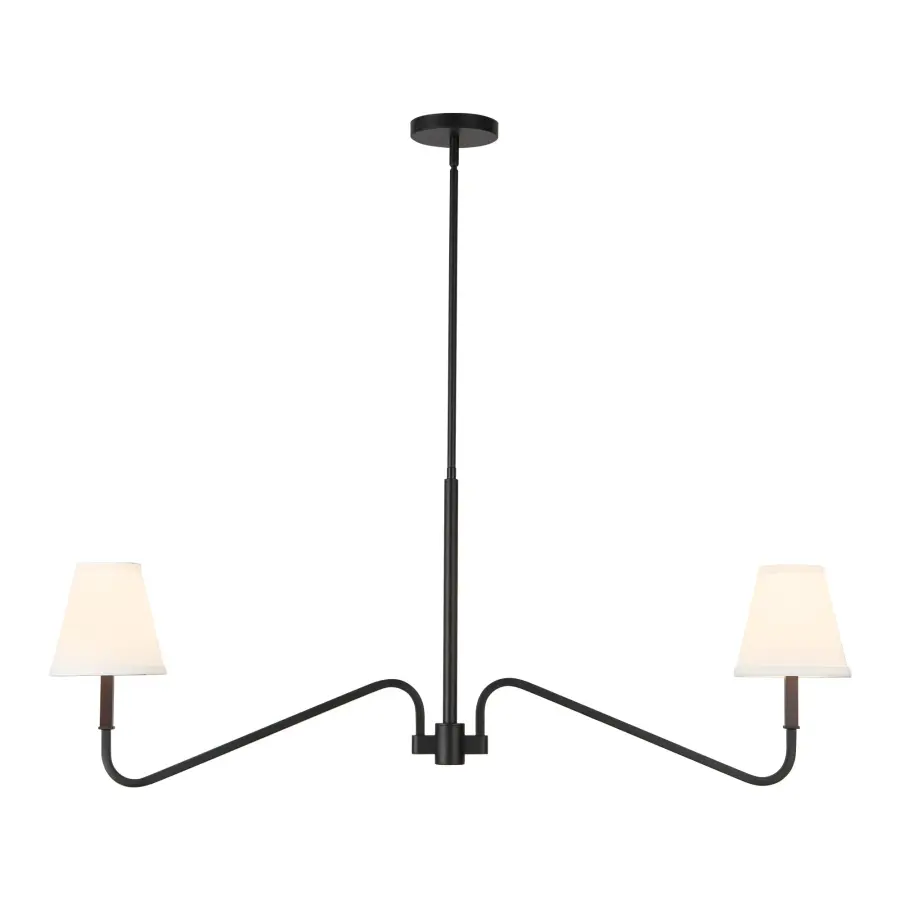 Sloan 42-Inch Linear Pendant in Matte Black with White Linen Shades - Image 1