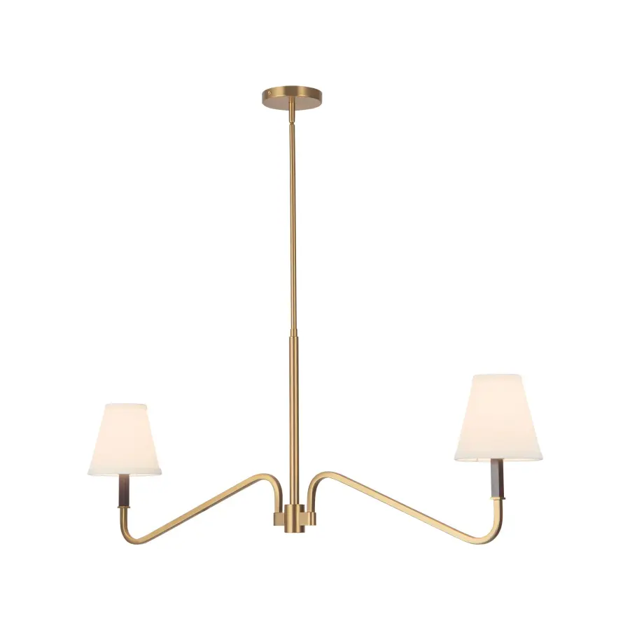 Sloan 42-Inch Linear Pendant in Matte Black with White Linen Shades - Image 3