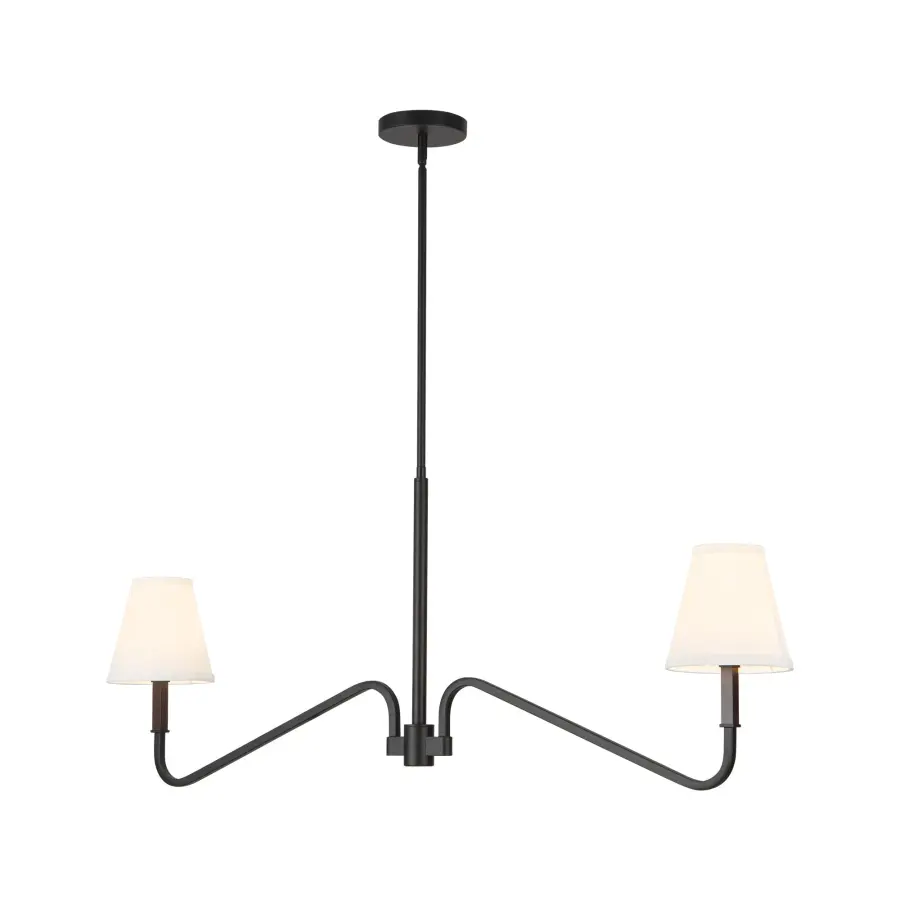 Sloan 42-Inch Linear Pendant in Matte Black with White Linen Shades - Image 4
