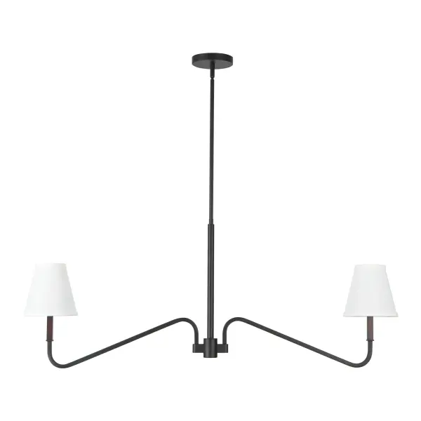 Sloan 42-Inch Linear Pendant in Matte Black with White Linen Shades - Image 7