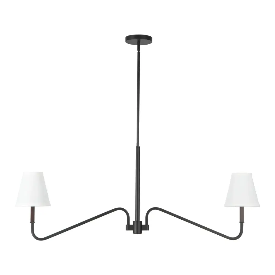 Sloan 42-Inch Linear Pendant in Matte Black with White Linen Shades - Image 7