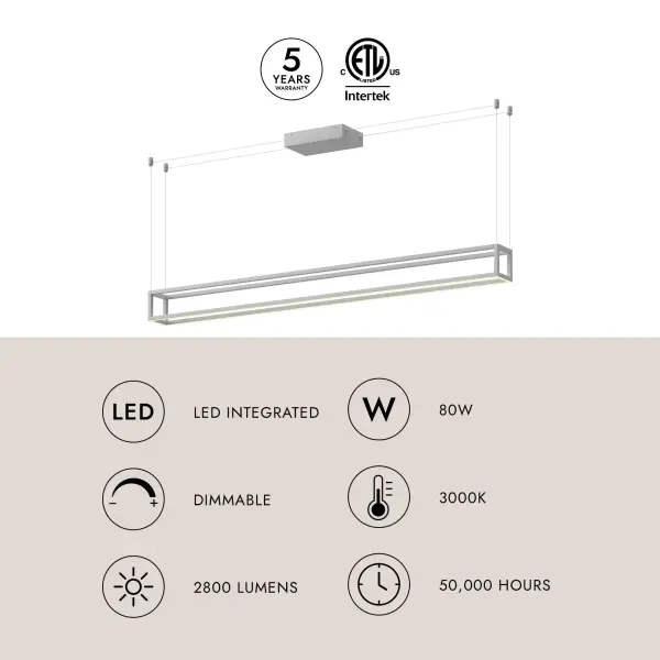 Plaza 60-Inch Linear Pendant in White - Image 10