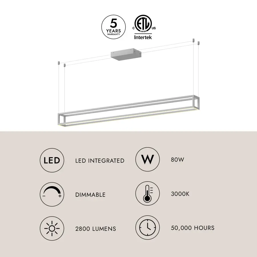 Plaza 60-Inch Linear Pendant in White - Image 10