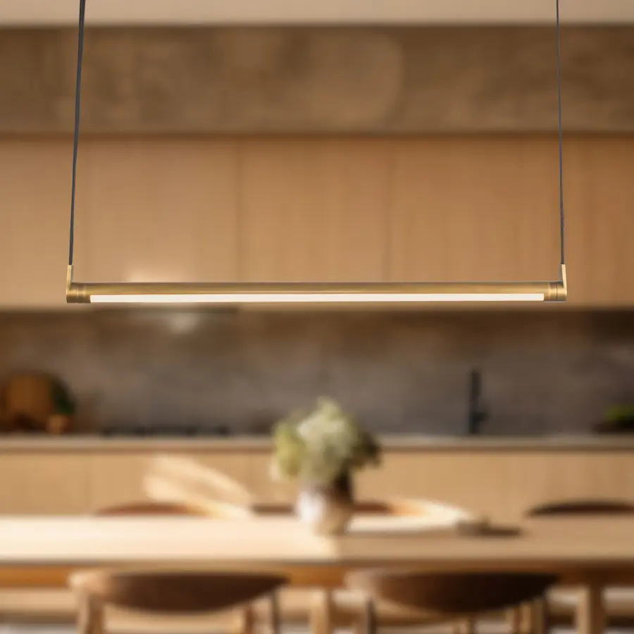 Laurence 41-Inch Linear Pendant in Vintage Brass - Image 4
