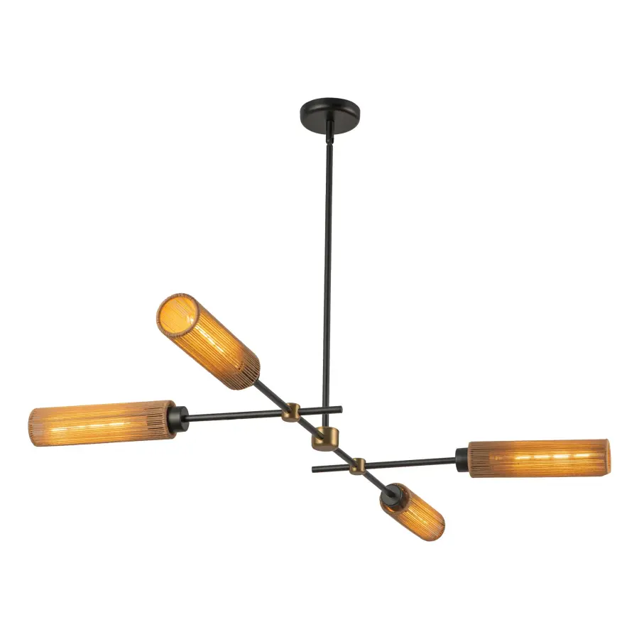 Colby 52-Inch Linear Pendant in Matte Black with Tan Jute - Image 1