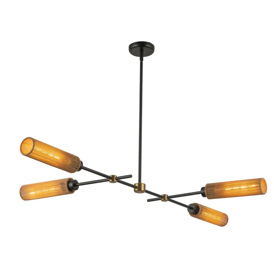 Colby 52-Inch Linear Pendant in Matte Black with Tan Jute - Image 3