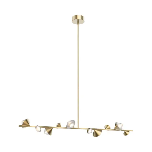 Gemstone shaped illuminations cluster around an architectural rod in a way that is enduring and awe-inspiring. Providing luxe and modern ambient lighting in any space, the Geode Collection is the jewellery of any space. Integrated LED with 3000K Warm White Color Temperature Designed for dining room, kitchen, and beyond Modern, Contemporary Style with Decorative Details Installation hardware included Easy assembly instructions included in box Dimmable, see specs for detail Sloped ceiling adaptable, see specs for details