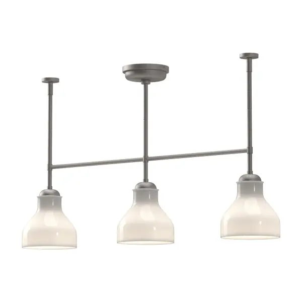The Westlake brings 1920s Parisian cafe charm to modern spaces with its distinctive milk jug-shaped opal glass shades and clean metal frame. This 34-inch linear pendant offers warm ambient lighting perfect for dining areas and kitchen islands.