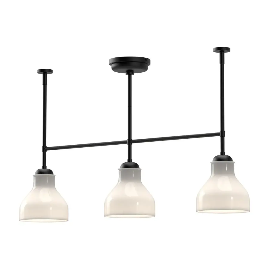 Westlake 34-Inch Linear Pendant in Matte Black with Glossy Opal Glass - Image 3
