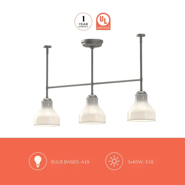 Westlake 34-Inch Linear Pendant in Matte Black with Glossy Opal Glass - Image 4