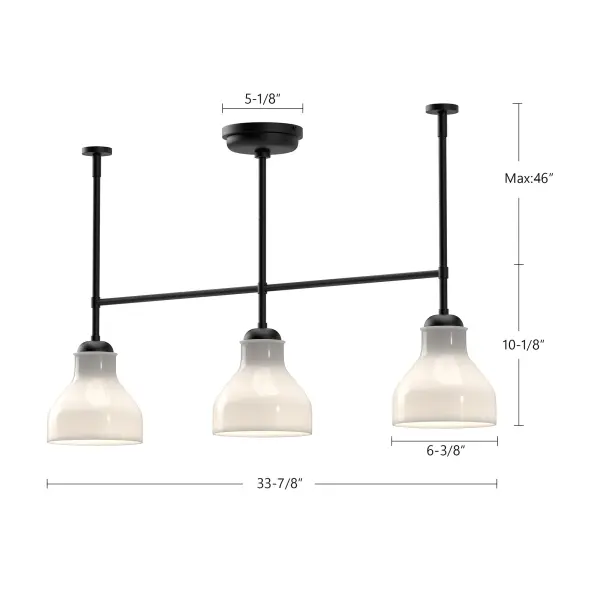Westlake 34-Inch Linear Pendant in Matte Black with Glossy Opal Glass - Image 6