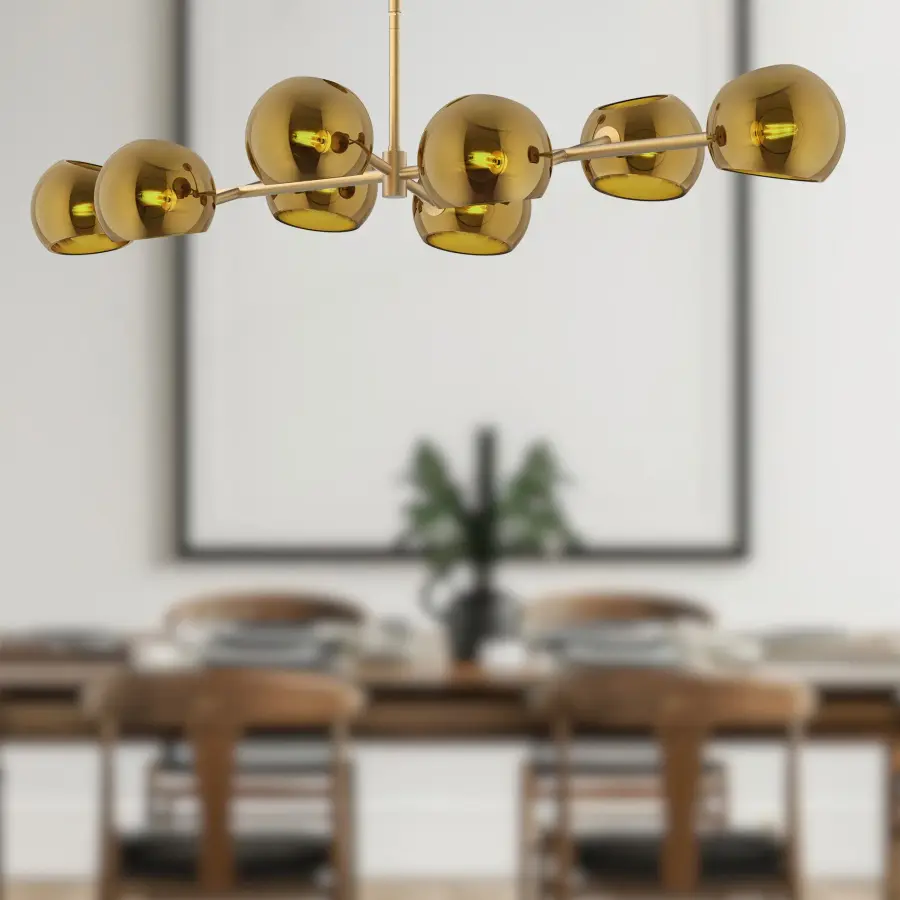 Willow 48-Inch Linear Pendant in Brushed Gold with Copper Glass - Image 3