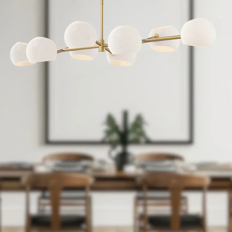 Willow 48-Inch Linear Pendant in Brushed Gold with Copper Glass - Image 4
