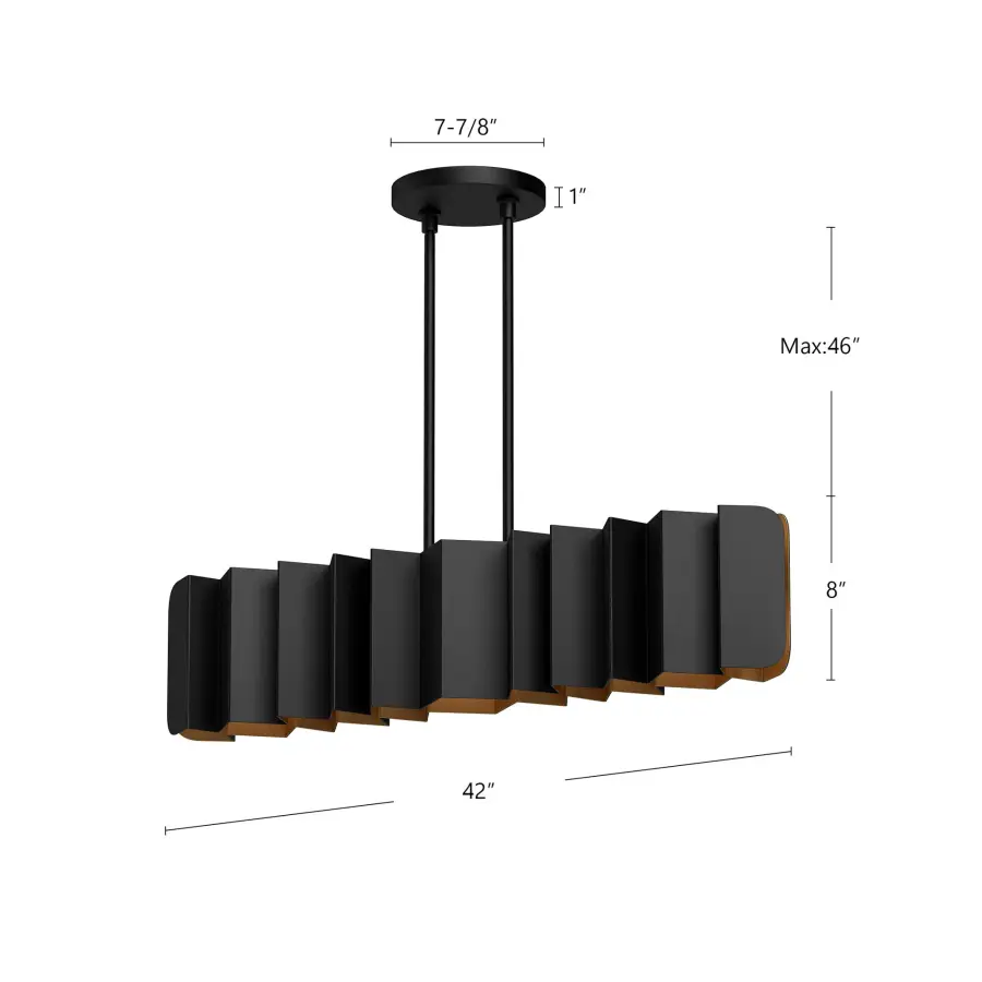 Striking Textured Linear Pendant with Dramatic Black and Gold Contrast - Image 4