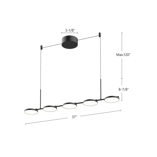 Novel 37-Inch Linear Pendant in Matte Black - Image 11