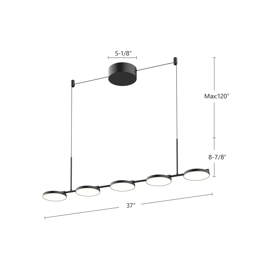 Novel 37-Inch Linear Pendant in Matte Black - Image 11