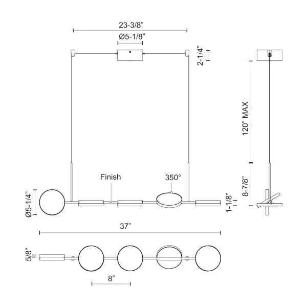 Novel 37-Inch Linear Pendant in Matte Black - Image 12