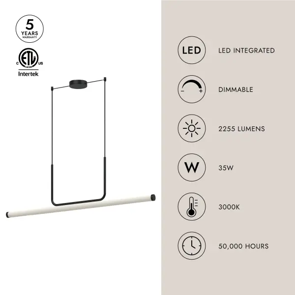 Vesper 48-Inch Linear Pendant in Brushed Gold - Image 6
