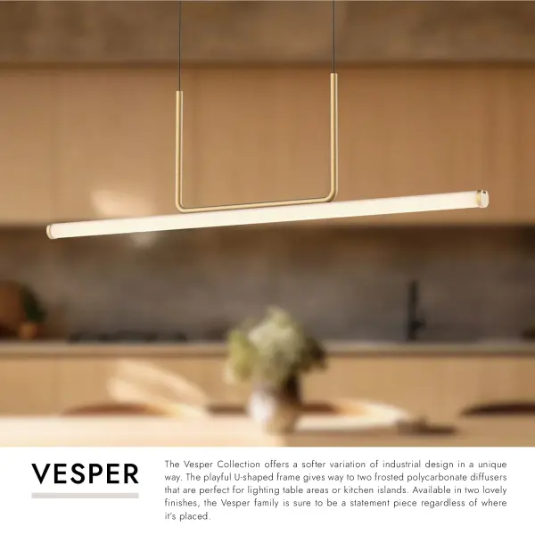 Vesper 48-Inch Linear Pendant in Brushed Gold - Image 7
