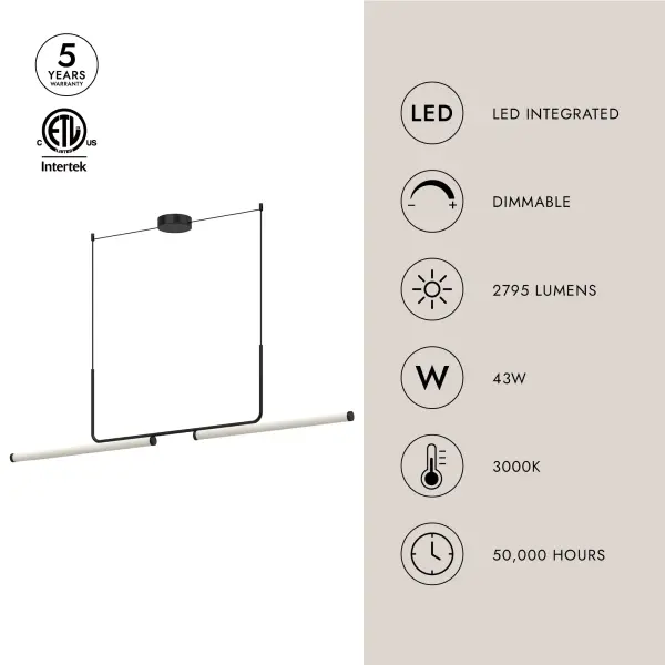 Vesper 73-Inch Linear Pendant in Brushed Gold - Image 7