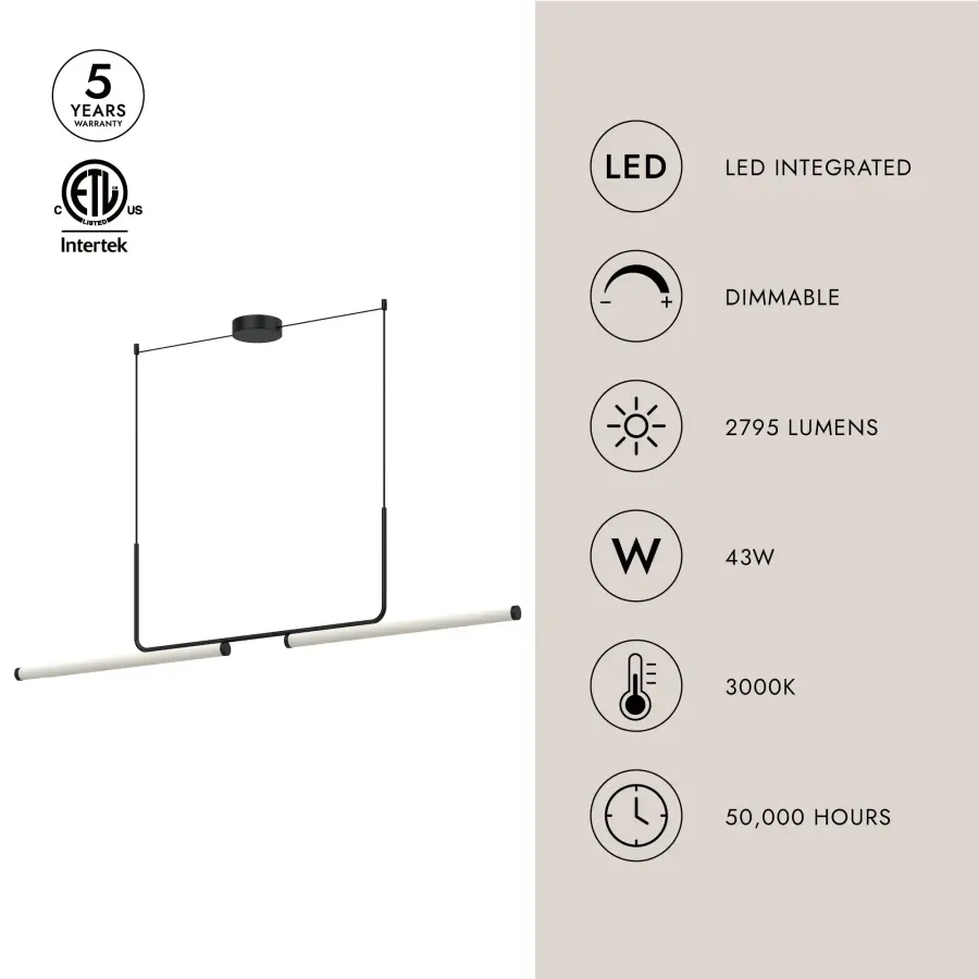 Vesper 73-Inch Linear Pendant in Brushed Gold - Image 7